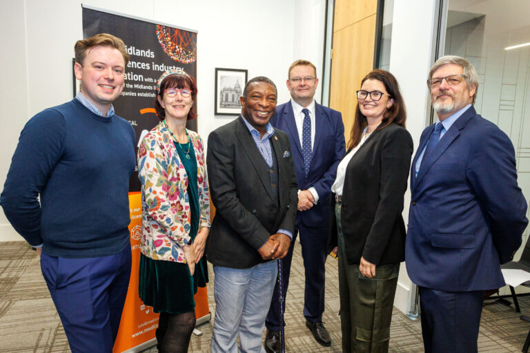 (L-R) Ben Roberts, West Midlands Innovation Advisor and Sustainability Lead, Teresa Smith, Innovation Advisor, Professor Martin Levermore MBE DL, Chair, Simon Himsworth, Chief Executive, Jo Maltby, Senior Innovation Advisor, and Chris Dyke, Connectivity Manager